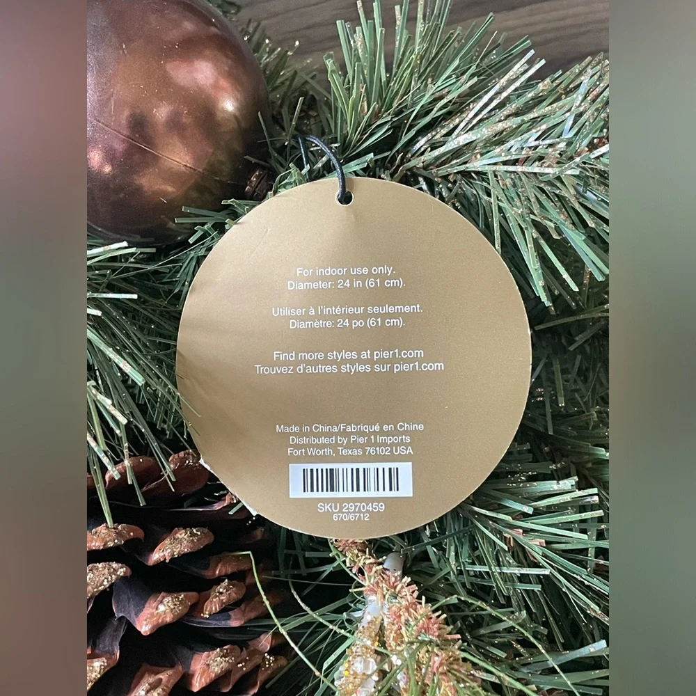 Pier 1 Gold and Brown Ornament Wreath